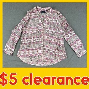 Maeve Anthro Multicolor Patterned Boho Shirt